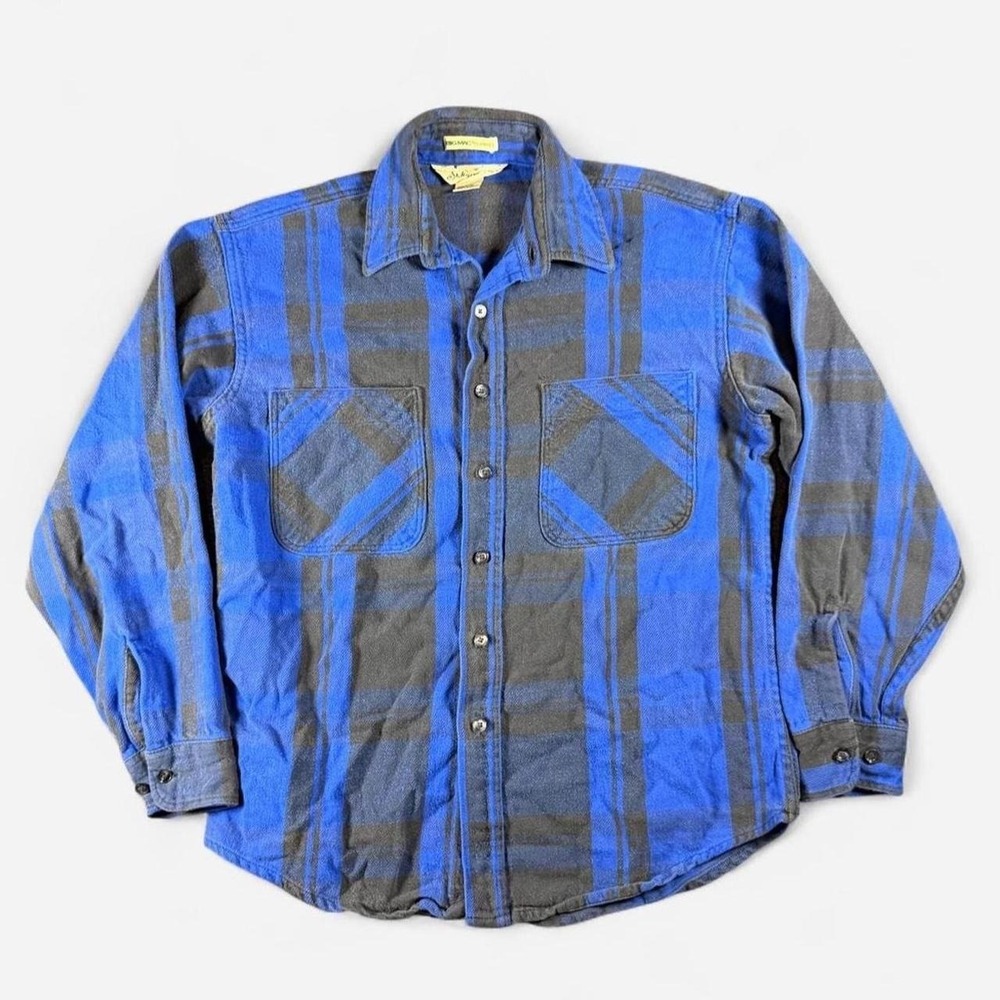 Vintage St. John's Bay Blue Big Mac Flannel Shirt Heavyweight Made in USA Size M
